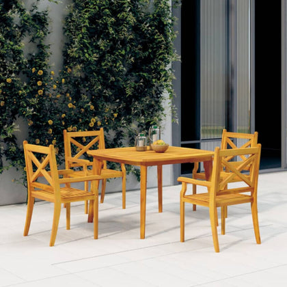 5 Piece Garden Dining Set Solid Wood Acacia W4C7