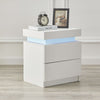 Nightstand Bedside Table W/ 2 Drawer High Gloss White Black Modern