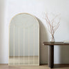 Large Window Garden Mirror Luxury Gold Frame Indoor Outdoor Arch Floral Decor