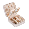 Small Portable Jewellery Box Organizer PU Leather with Mirror for Ring Necklace