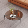 Coffee Table Centre Accent Table Glass 80/50cm Round Tempered Glass Metal Frame