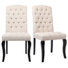 2/4PCS Linen Buttoned Dining Chairs Wooden Legs High Back Home Restaurant Seat