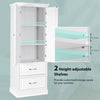 Bathroom Tall Cabinet Freestanding Storage Organizer Cupboard W/ 2 Large Drawers