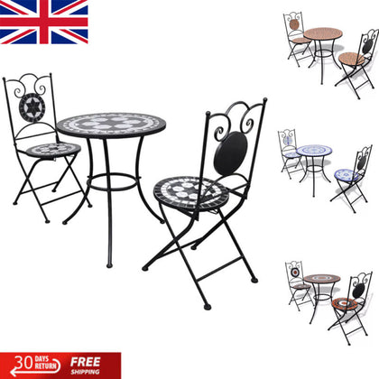 3 Piece Bistro Set Ceramic Tile Home Garden Table And Chairs Patio Furniture