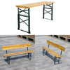 Folding Table & 2 Benches Set Trestle Camping Party Picnic BBQ Garden In/Outdoor