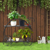 Garden Cart Plant Stand Metal Flower Pot Holder Indoor Outdoor Display Rack