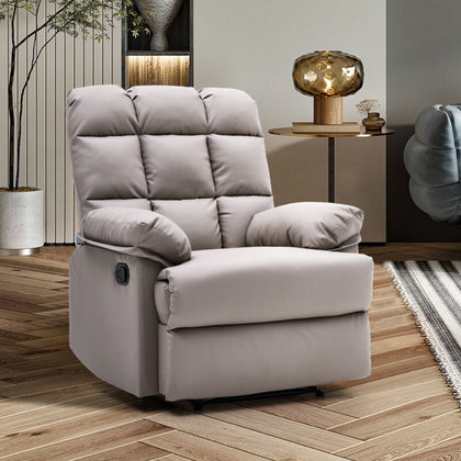 Adjustable Back &Footrest Padded PU Leather Manual Reclining Armchair Sofa Chair