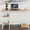 Computer Desk PC Table Workstation Home Office with 2 Shelves Walnut/White
