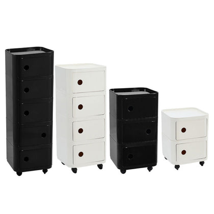 Wheeled Plastic Storage Unit Square Cabinet Box Tallboy Multi Shelves with Doors
