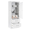 Bathroom Tall Cabinet Freestanding Storage Organizer Cupboard W/ 2 Large Drawers