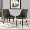 2x Faux Leather Soft Padded Dining Chairs Set Metal legs Restaurant Chair Brown