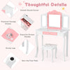 Kids Vanity Table & Stool Set Beauty Makeup Dressing Table Detachable Top Desk