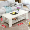 2 Tier Coffee End/Side Table Modern White Design with Storage Shelf Living Room