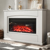 White Electric Fireplace Heater Log Flame Effect Standing Mantelpiece Suite 34''