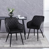 Set of 2 Velvet Dining Chairs Diamond Seats Metal Legs Living Room Kitchen Black