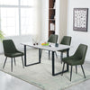 150cm Dining Table Set and 4 PU Leather Chairs Kitchen Marble Effect Grey Table