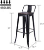 4pcs Metal Bar Stools,30 Inch Black Modern Kitchen Breakfast Chair w/Wooden Seat