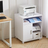 Mobile Home Office Filing Cabinet Printer Stand Unit 360 Degree Casters w/ Door