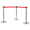 6PCS Queue Rope Barrier Polished Steel Retractable Combinable Poles w/ Red Belt