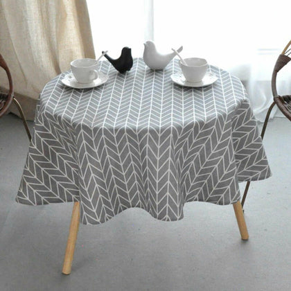 Round Table Cloth Cotton Linen Household Garden Dining Tableware Party Supplies