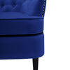 Luxury Velvet Blue Modern Armchair Button-tufted Soft Accent Chair W/Footstool