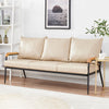 Modern 3-Seater Faux Leather Sofa Armchair Black/Cream/Brown Couches Living Room