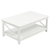88cm White Coffee Table With Storage Rectangle Living Room Wooden Legs Furniture