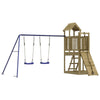 Playhouse with Climbing Wall Swings Impregnated Wood Pine W0A2