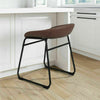 Set of 2 Bar Stool Vintage Rustic Kitchen Pub Bar Chairs Wide Back Sunken Seat