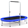 Double Foldable Jumping Fitness Kids Trampoline Rebounder w/ Adjustable Handrail