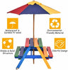 3 in 1 Wooden Kids Picnic Table Bench Children Outdoor Activity Desk W/ Umbrella