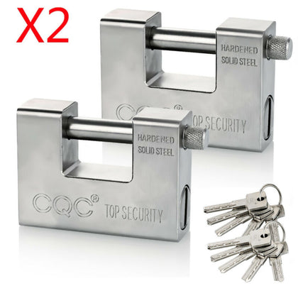 2x 94MM HEAVY DUTY ARMOURED PADLOCK 10 KEYS SECURITY LOCK CONTAINER WAREHOUSE UK