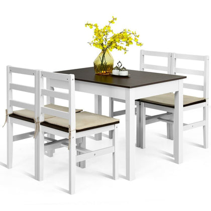 5PCS Kitchen Dining Table Set Modern Rectangular Breakfast Table and 4 Chairs