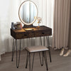 Vanity Dressing Table Stool Set Detachable LED Cosmetics Dresser with Makeup Box