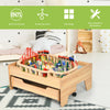 100 PCS Kids Wooden Train Track Railway Set Activity Table W/ Rolling Drawer