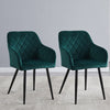 Set of 2 Dining Chairs Velvet Faux Leather Seat Modern Kitchen Chairs