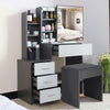 Dressing Table with Drawers, Mirror Stool Set Makeup Desk Vanity Table Bedroom