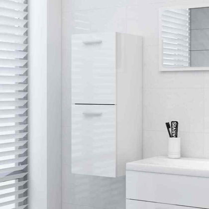vidaXL Bathroom Cabinet High Gloss White 30x30x80 cm Chipboard GF0