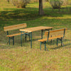 Wooden Folding BBQ Party Camping/Picnic Outdoor Table & 2 Bench Stool Chairs Set