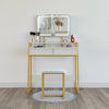 Dressing Table Vanity Set with Adjustable LED Light and Mirror Padded Stool