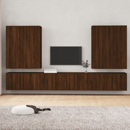 8 Piece TV Cabinet Set Brown Oak Engineered Wood I5A9