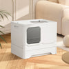 Foldable Double Door Cat Litter Box Pet Toilet Tray w/ Lid Drawer For Cat&Rabbit