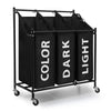Laundry Basket Sorter Cart Hamper Rolling Clothes Bin Trolley on Wheels 3 Bag