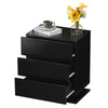 Black LED 3 Drawers Bedside Table High Gloss Cabinet Side End Table Living Room
