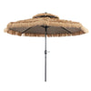 2.85M Thatched Tiki Umbrella 2 Tier Hawaiian Style Hula Patio Beach Parasol