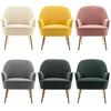 Modern Occasional Velvet Armchair Scallop Wing Back Chair with Golden Legs Sofa