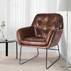 Brown PU Leather Dining Chair Chesterfield Armchair Wing Back Lounge Sofa Chair