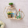 Vintage Metal Dual Hexagon Wall Shelf Books Ornament Storage Holder Display Rack