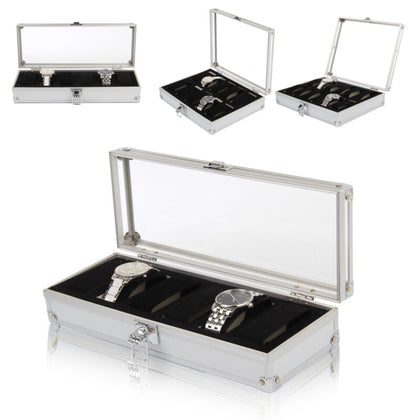6/10/12 Aluminium Leather Watch Display Storage Box Case Tray Watch Collector