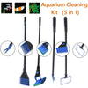 5 in 1 Fish Tank Aquarium Cleaning Tool Glass Brush Fishnet Magnetic Cleaner Kit